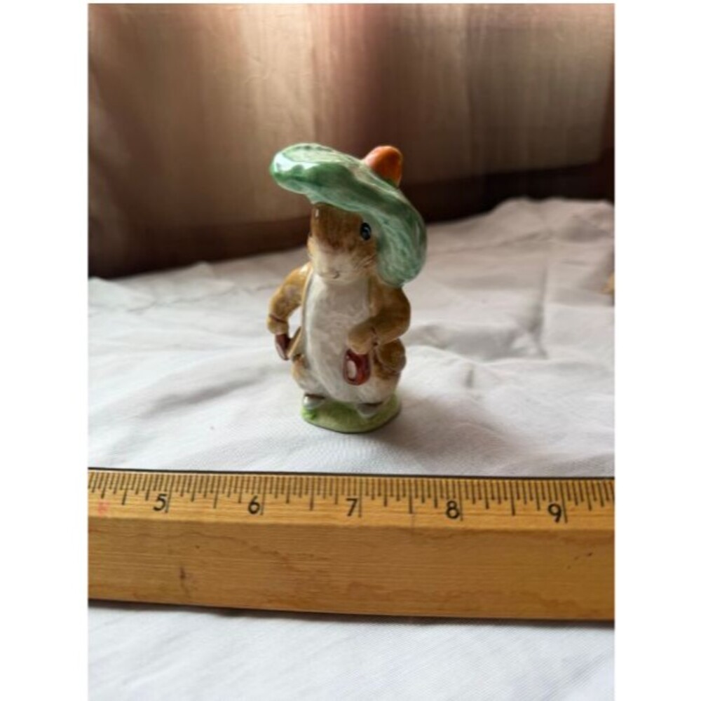 Vintage Beswick Beatrix Potter Benjamin Bunny Figurine Green Hat England Ceramic